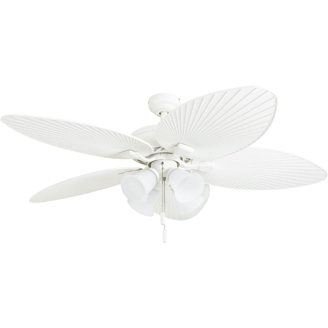 Honeywell Palm Lake 52" Indoor Outdoor Ceiling Fan w/ Light & Pull Chain, White
