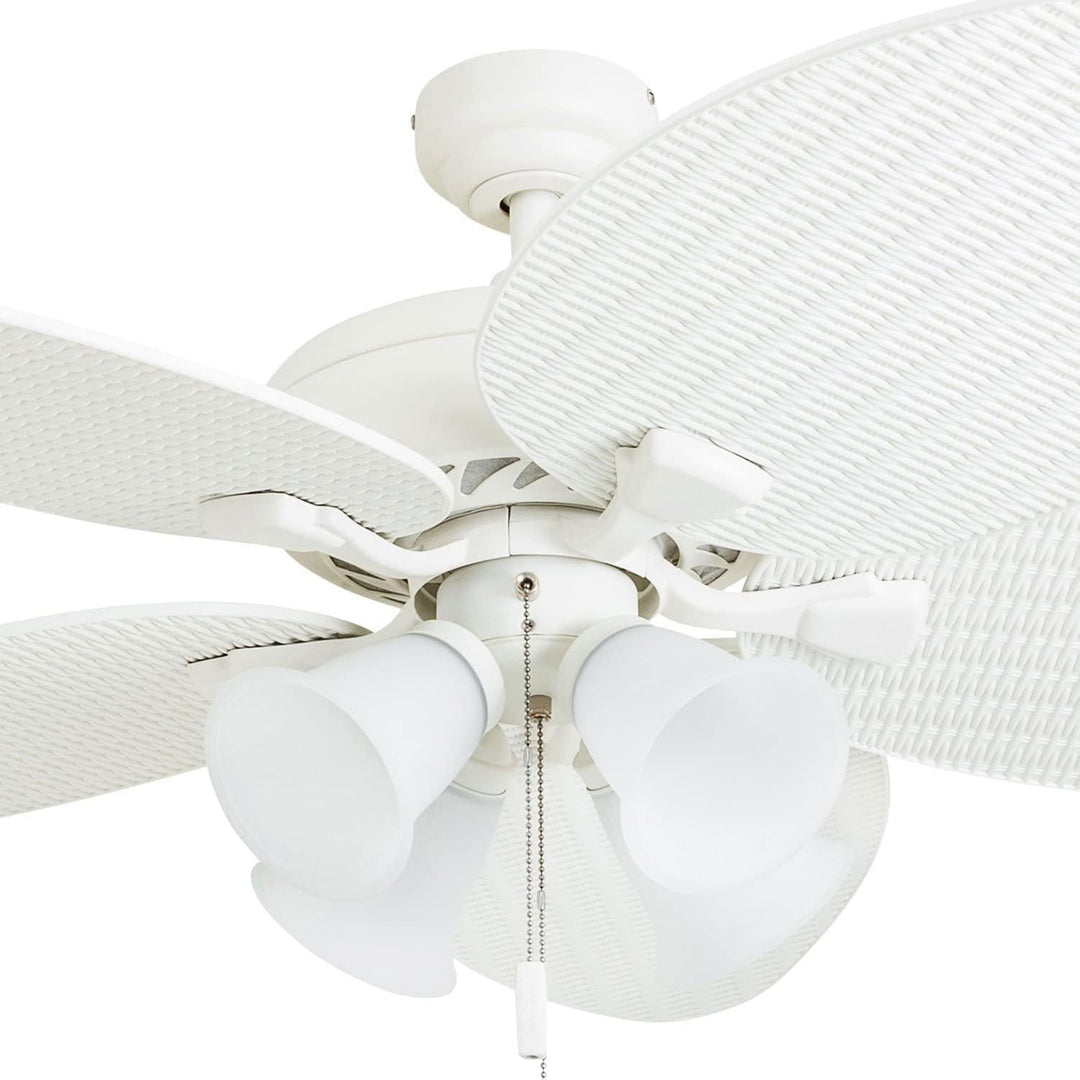 Honeywell Palm Lake 52" Indoor Outdoor Ceiling Fan w/ Light & Pull Chain, White