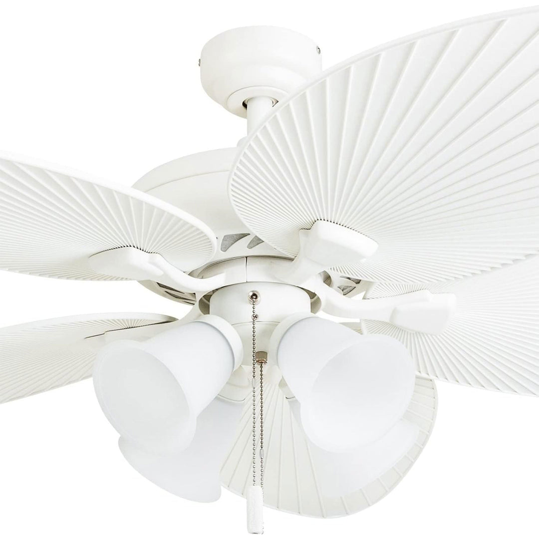 Honeywell Palm Lake 52" Indoor Outdoor Ceiling Fan w/ Light & Pull Chain, White