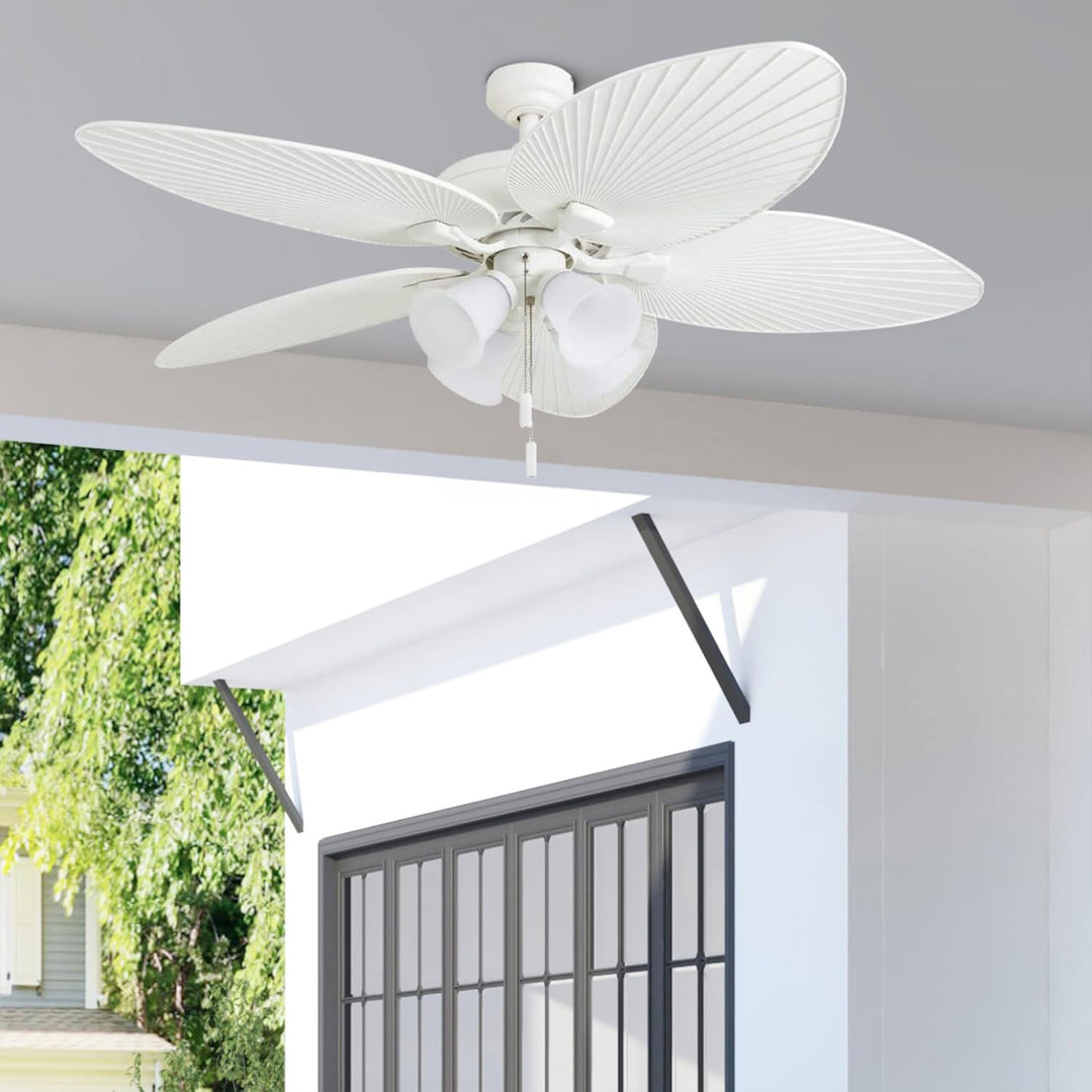 Honeywell Palm Lake 52" Indoor Outdoor Ceiling Fan w/ Light & Pull Chain, White