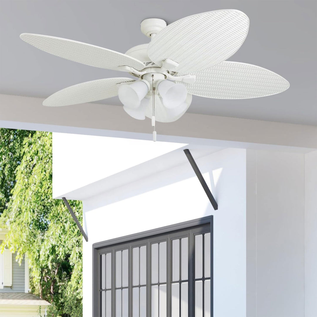Honeywell Palm Lake 52" Indoor Outdoor Ceiling Fan w/ Light & Pull Chain, White