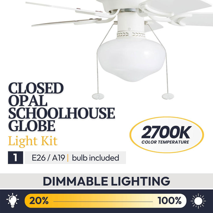 Prominence Home Hero, 28” Flush Mount Indoor LED Ceiling Fan with Light, White