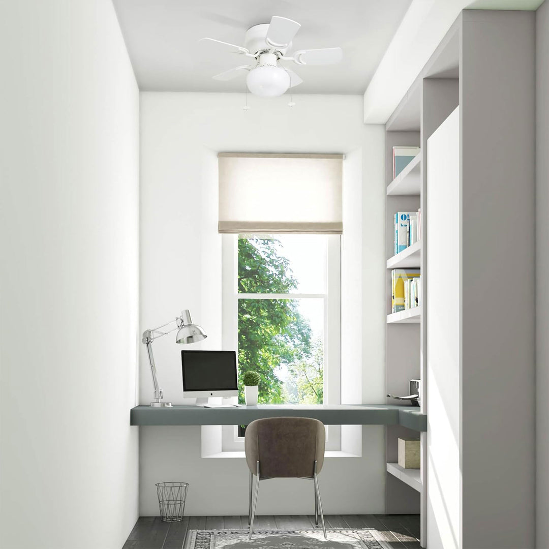 Prominence Home Hero, 28” Flush Mount Indoor LED Ceiling Fan with Light, White