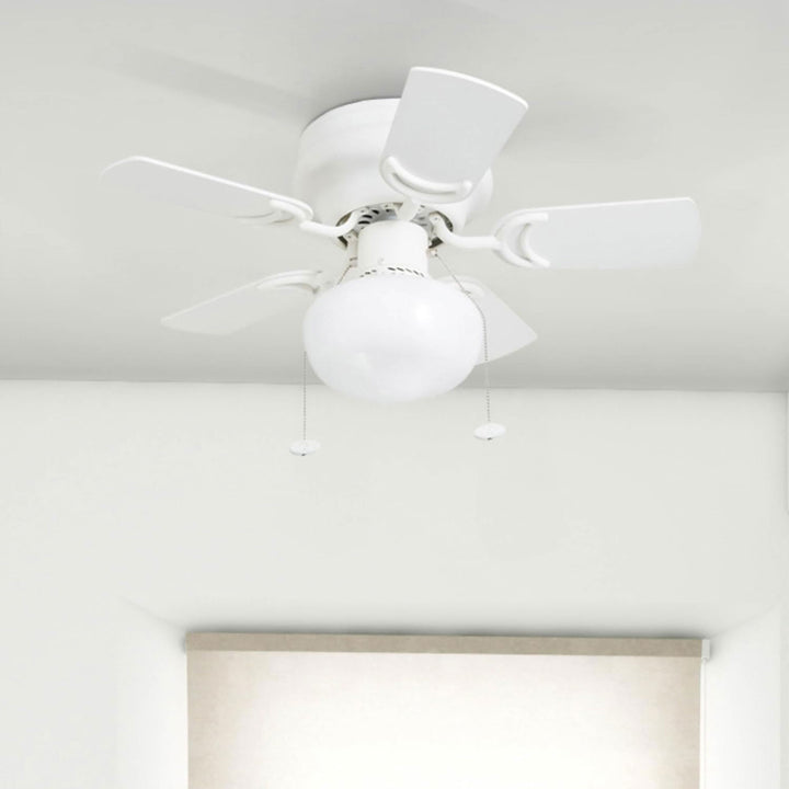 Prominence Home Hero, 28” Flush Mount Indoor LED Ceiling Fan with Light, White