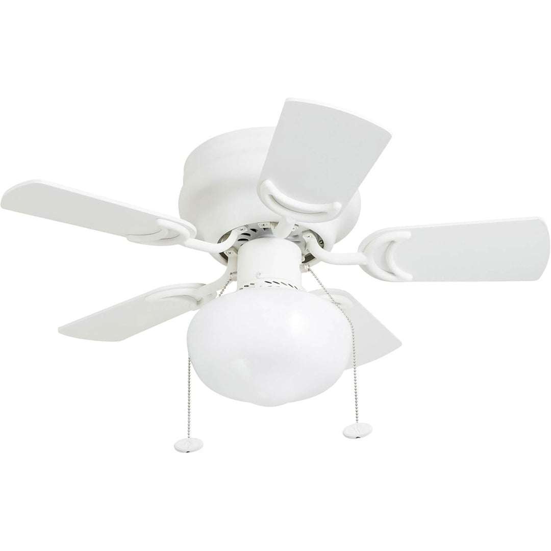 Prominence Home Hero, 28” Flush Mount Indoor LED Ceiling Fan with Light, White
