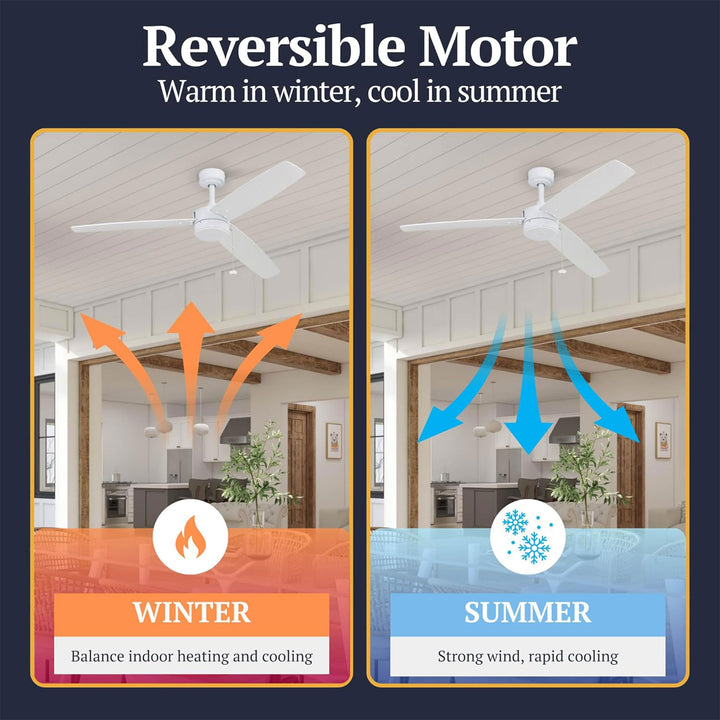 Prominence Home Journal 52" Ceiling Fan, No Light, Pull Chain Control, White