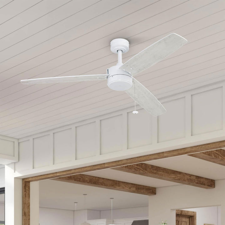 Prominence Home Journal 52" Ceiling Fan, No Light, Pull Chain Control, White