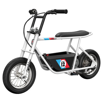 Razor Rambler 12 Electric Retro Minibike with 250W Motor & 24V Battery, White - VMInnovations