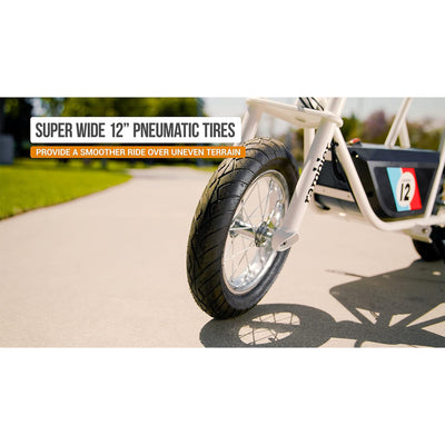 Razor Rambler 12 Electric Retro Minibike with 250W Motor & 24V Battery, White - VMInnovations