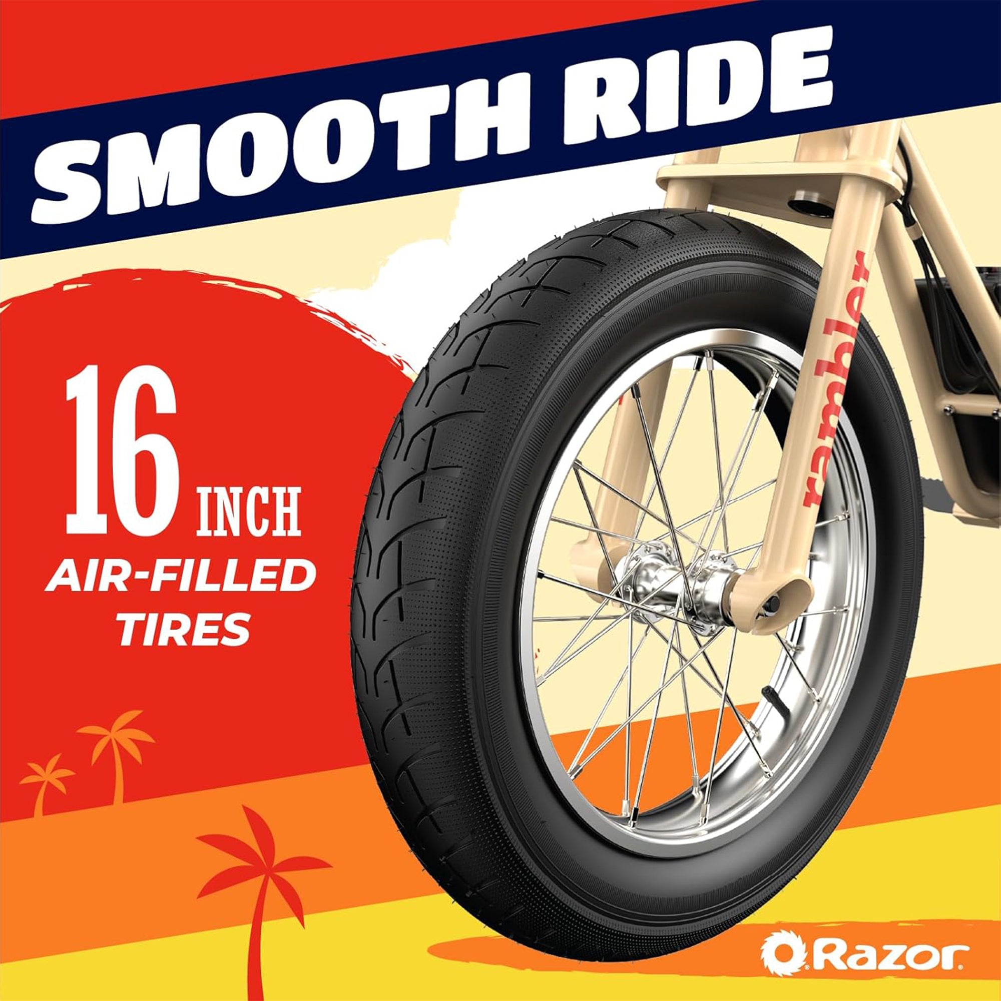 Razor Rambler 16 Electric Retro Minibike with 350W Motor & 36V Battery, Tan - VMInnovations