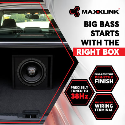 Maxxlink MBXP-112 12" Single Ported Subwoofer Box Enclosure, Universal Fit,Black - VMInnovations