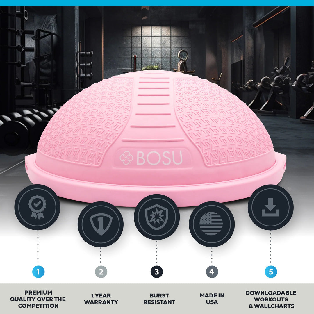 Bosu Pro Multifunctional Home Gym 26” Strength Trainer Ball Balance Board, Pink
