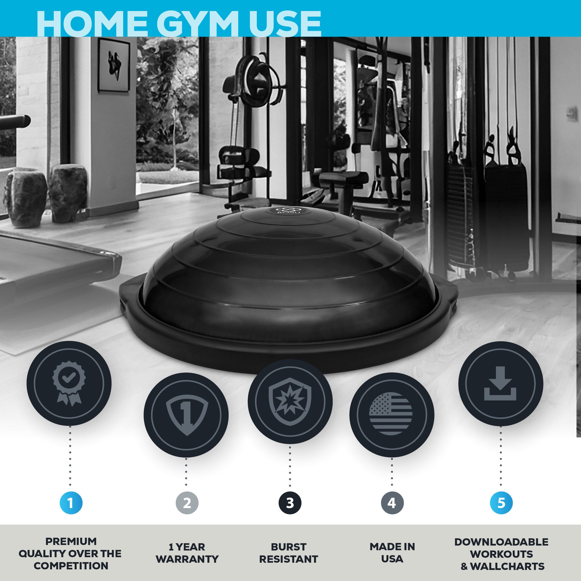 BOSU Sport Travel Size Balance Trainer 20" Stability Balance Ball (Open Box) - VMInnovations