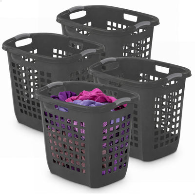 Sterilite Ultra Easy Carry Laundry Basket, 2.1 Bushel with Handles, Grey, 4 Pack - VMInnovations
