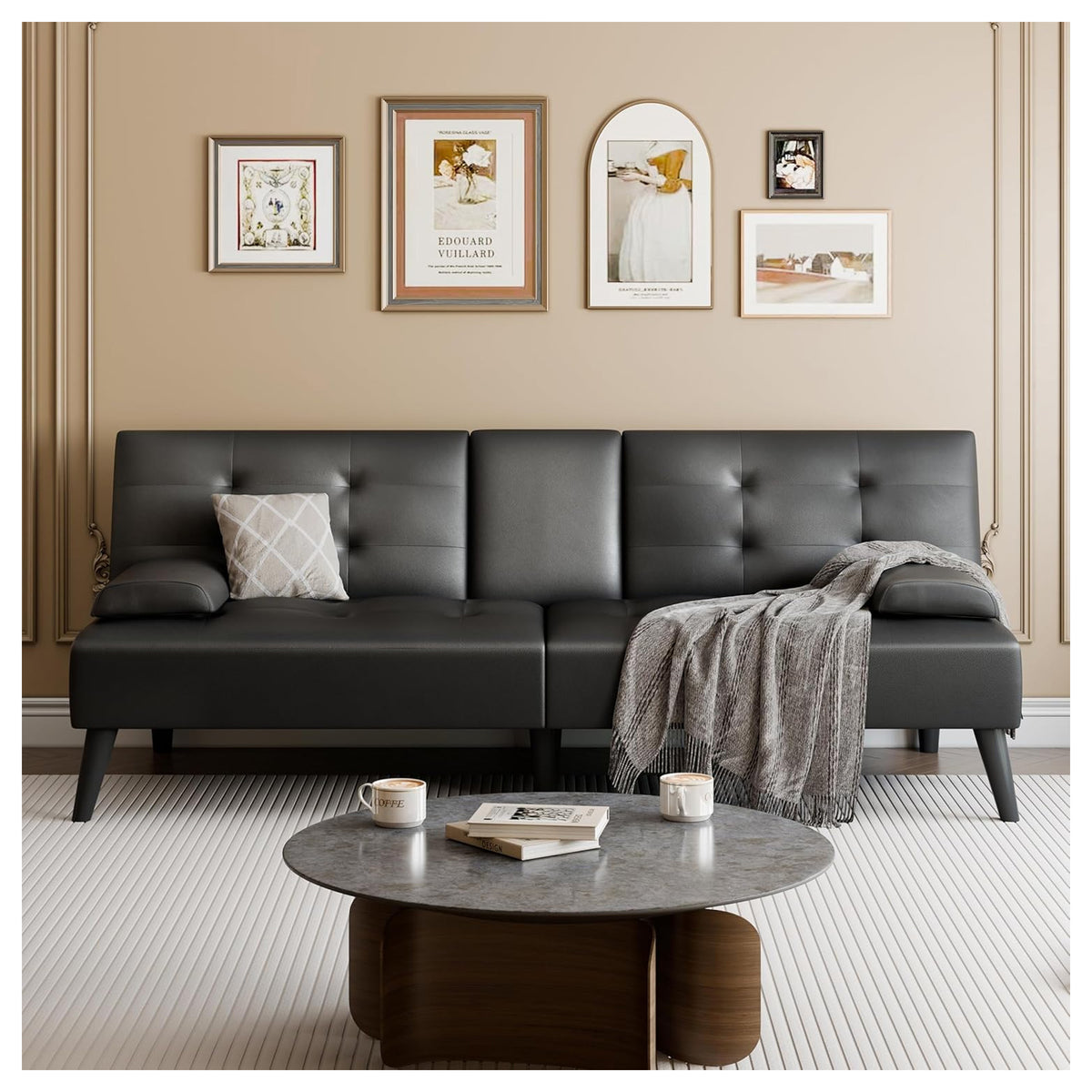 Meilocar 64" Futon Sofa Bed Couch, Convertible Sofa w/Cup Holders (For Parts) - VMInnovations