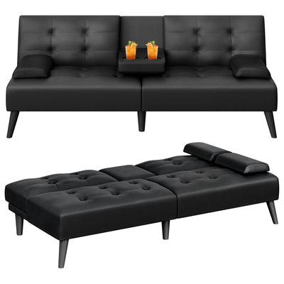 Meilocar 64" Futon Sofa Bed Couch, Convertible Sofa w/Cup Holders (For Parts) - VMInnovations