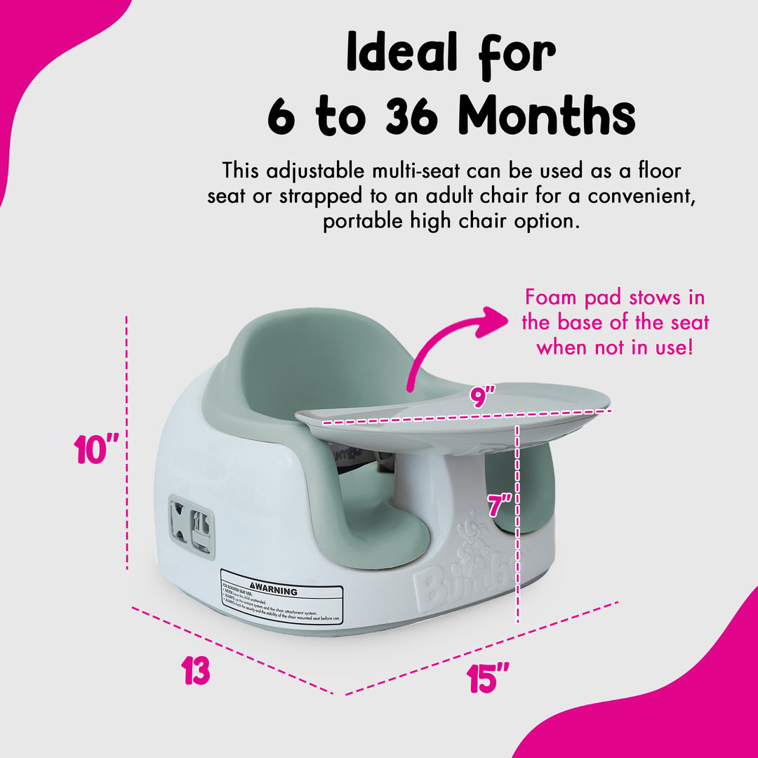 Bumbo Baby Toddler Adjustable 3-in-1 Booster Seat/High Chair, Agave, 2 Pack