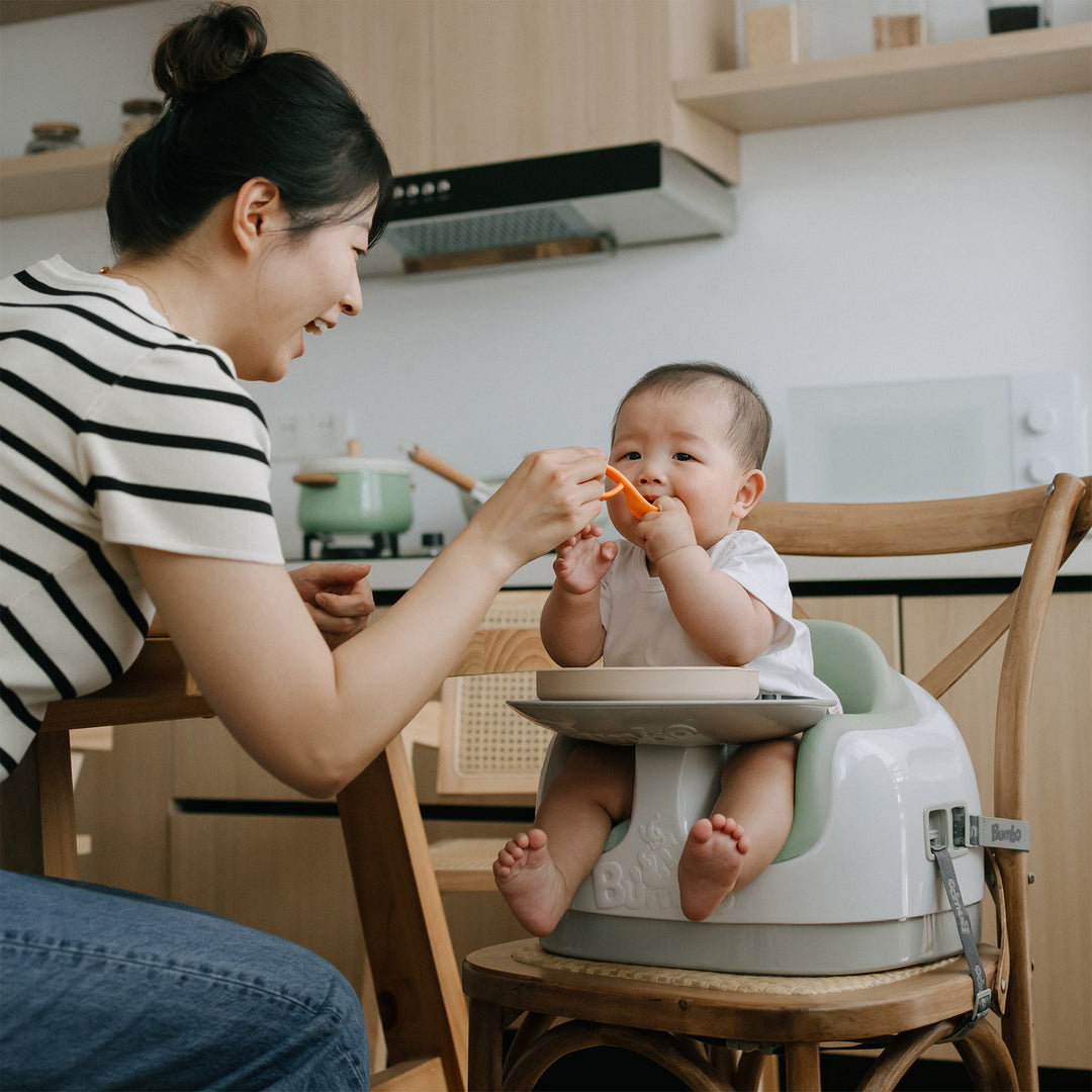 Bumbo Toddler Multi Seat 3-in-1 Booster High Chair and Tray, White and Agave