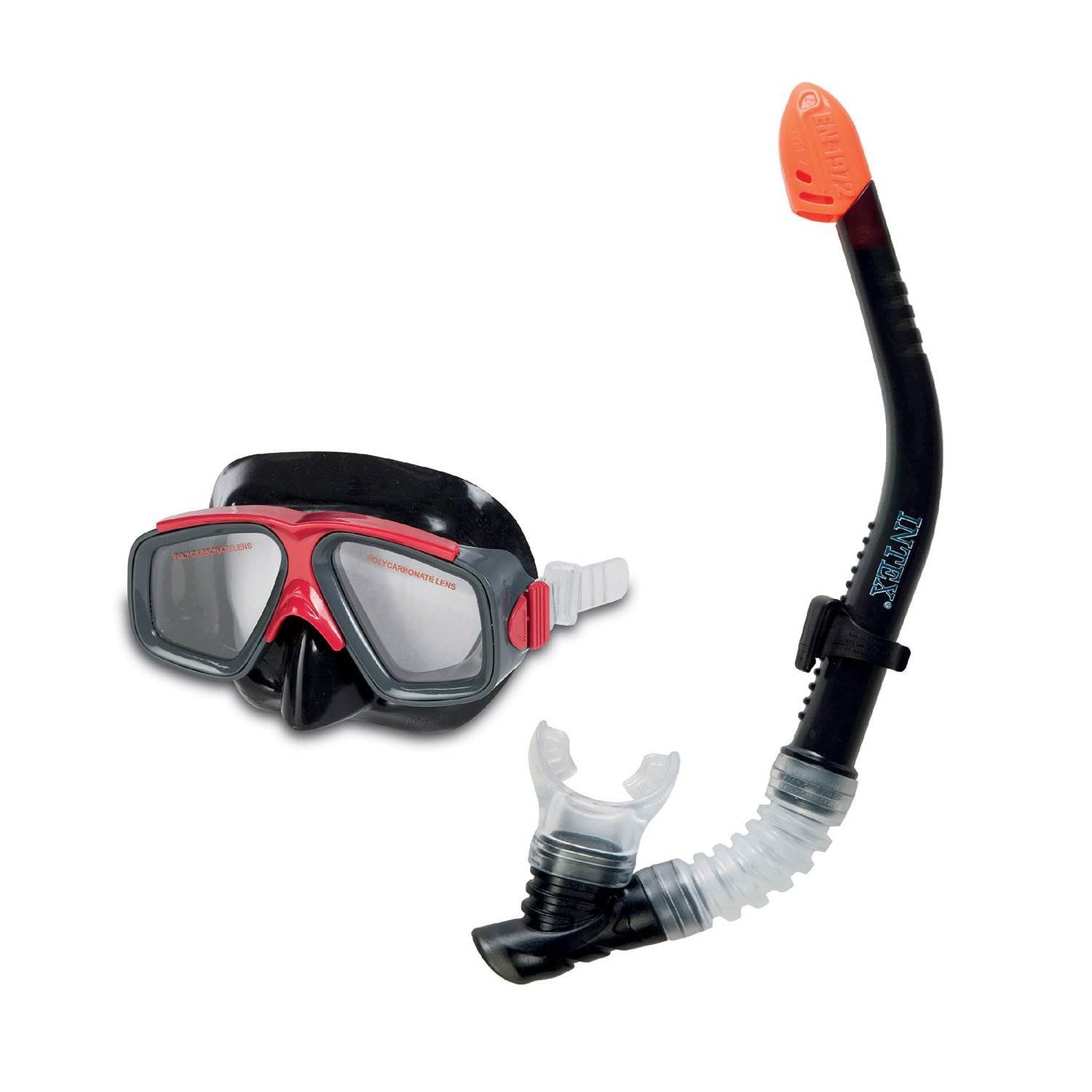 Intex Surf Rider Youth Swimming & Diving Mask Snorkel Set, Black/Red | Open Box
