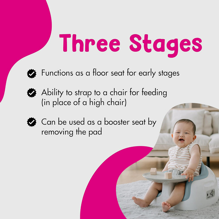 Bumbo Toddler Multi Seat 3-in-1 Booster High Chair and Tray, White/Desert Mirage - VMInnovations