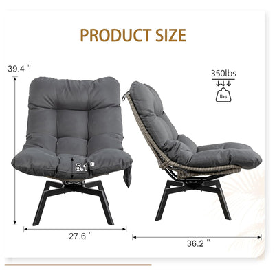 JAMFLY Swivel Accent Chair w/Cushion, Modern Wicker Seat for Home (Open Box) - VMInnovations