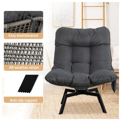 JAMFLY Swivel Accent Chair w/Cushion, Modern Wicker Seat for Home (Open Box) - VMInnovations