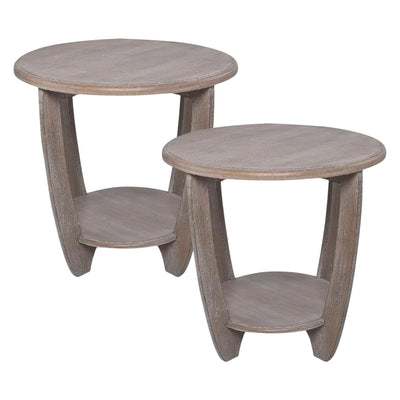 COZAYH Rustic Farmhouse Wooden End Table & Storage Shelf, Vintage Grey(Open Box)