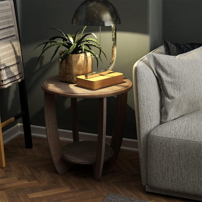 COZAYH Rustic Farmhouse Wooden End Table & Storage Shelf, Vintage Grey(Open Box)