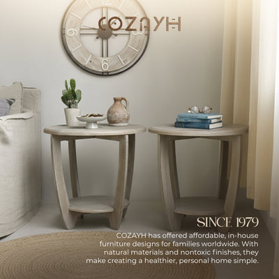COZAYH Rustic Farmhouse Wooden End Table & Storage Shelf, Vintage Grey(Open Box)
