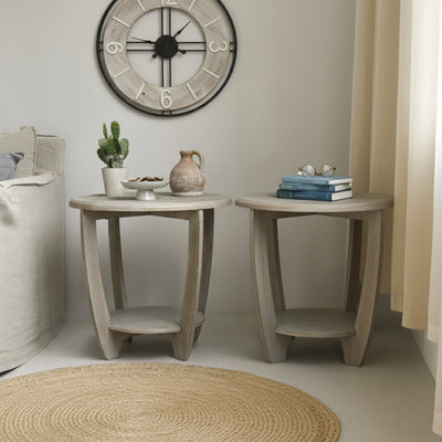 COZAYH Rustic Farmhouse Wooden End Table & Storage Shelf, Vintage Grey(Open Box)