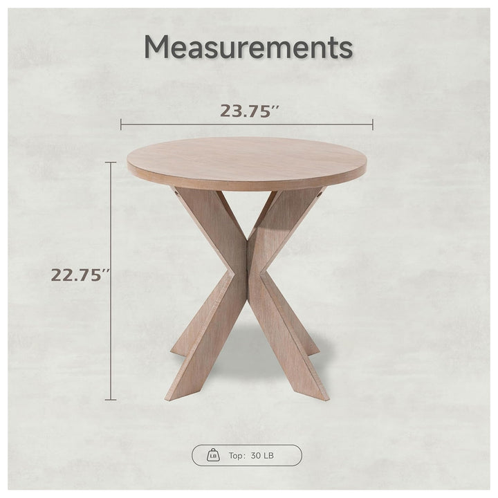 COZAYH Farmhouse Round End Table, Rustic Cross-Leg Design, Grey, Set of 2