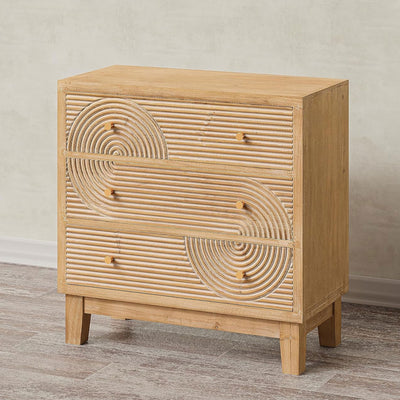 COZAYH 3-Drawer Farmhouse Dresser, Rustic Ring Motif Nightstand (Open Box)