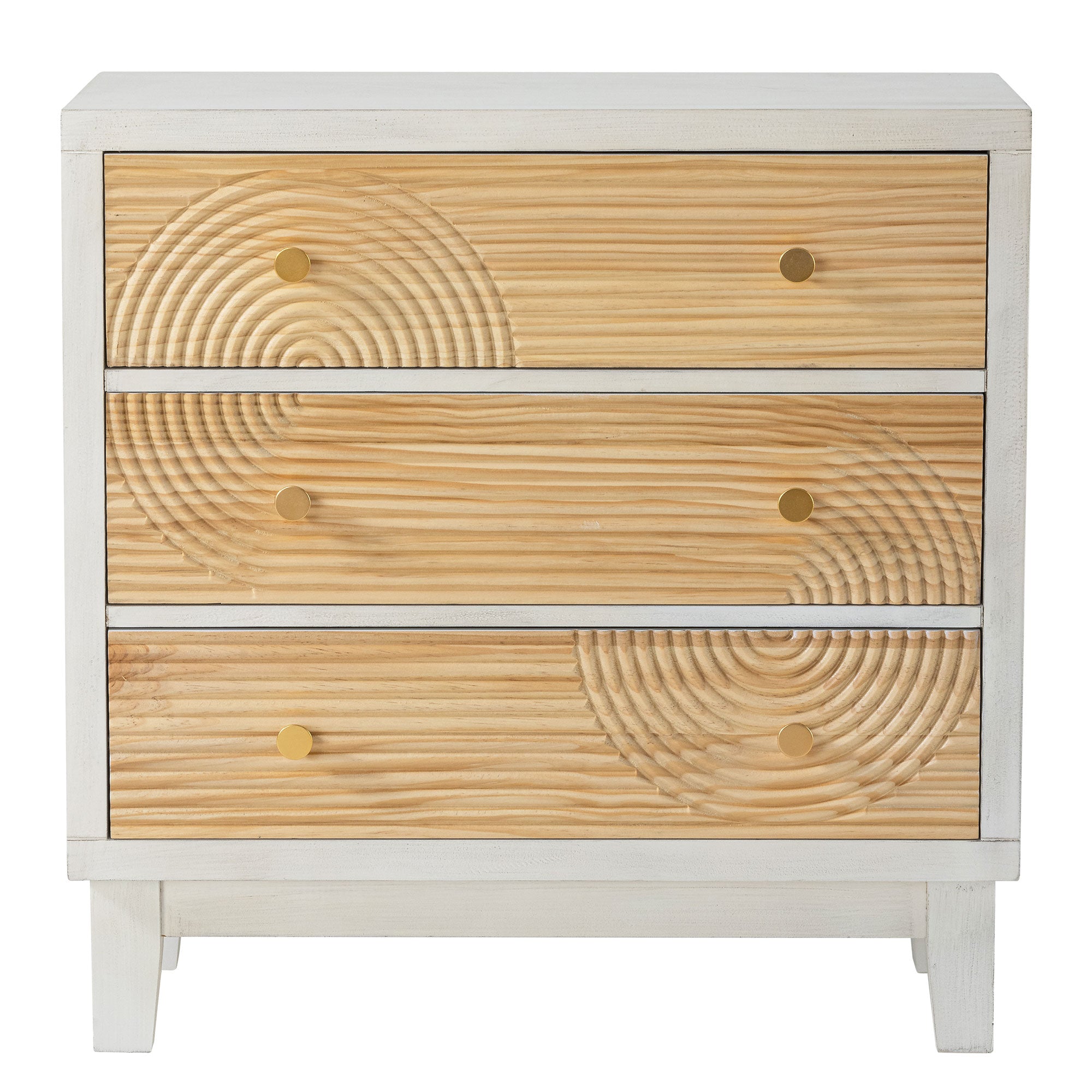 COZAYH 3-Drawer Farmhouse Dresser, Rustic Ring Motif Nightstand,(Open Box)