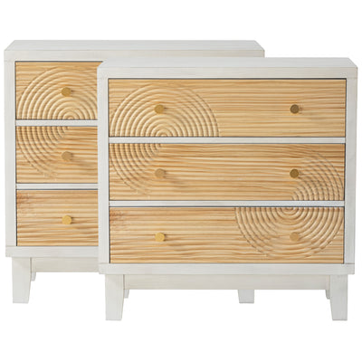 COZAYH 3-Drawer Farmhouse Dresser, Rustic Ring Motif Nightstand,(Open Box)