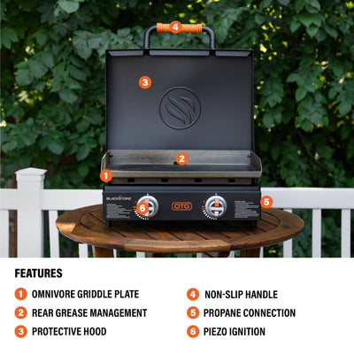 Blackstone OTG 22" Tabletop Griddle, Portable Grill w/ Built-In Hood (Open Box)