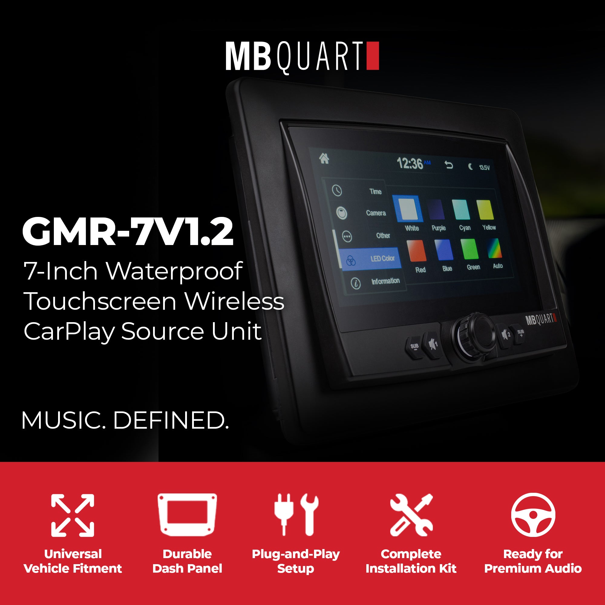 MB Quart 7" Touchscreen Wireless CarPlay Android Auto Car Powersports Receiver - VMInnovations