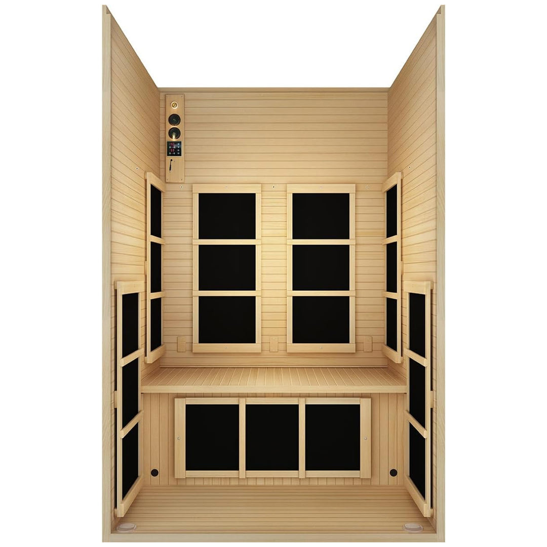 JNH Lifestyles Joyous 2 Person Indoor Home Infrared Sauna with Red Light Therapy