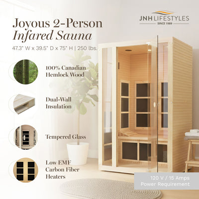 JNH Lifestyles Joyous Indoor Home Infrared Sauna w/Chromotherapy Light(Open Box)