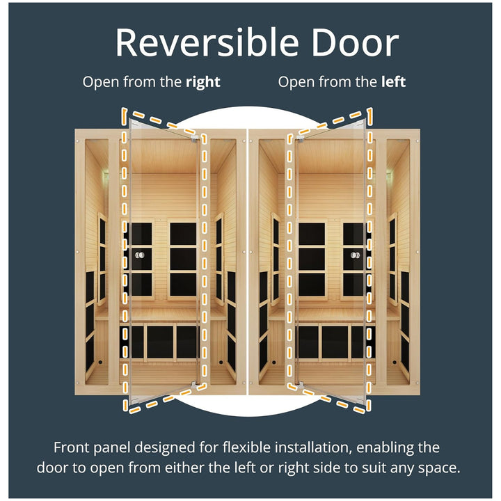 JNH Lifestyles Joyous 2 Person Indoor Home Infrared Sauna with Red Light Therapy