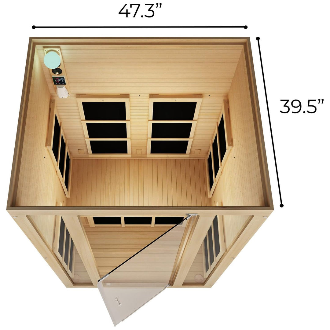 JNH Lifestyles Joyous 2 Person Indoor Home Infrared Sauna with Red Light Therapy