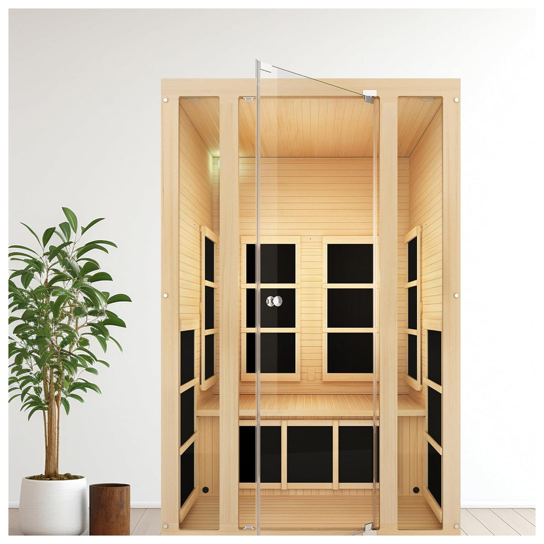 JNH Lifestyles Joyous 2 Person Indoor Home Infrared Sauna with Red Light Therapy