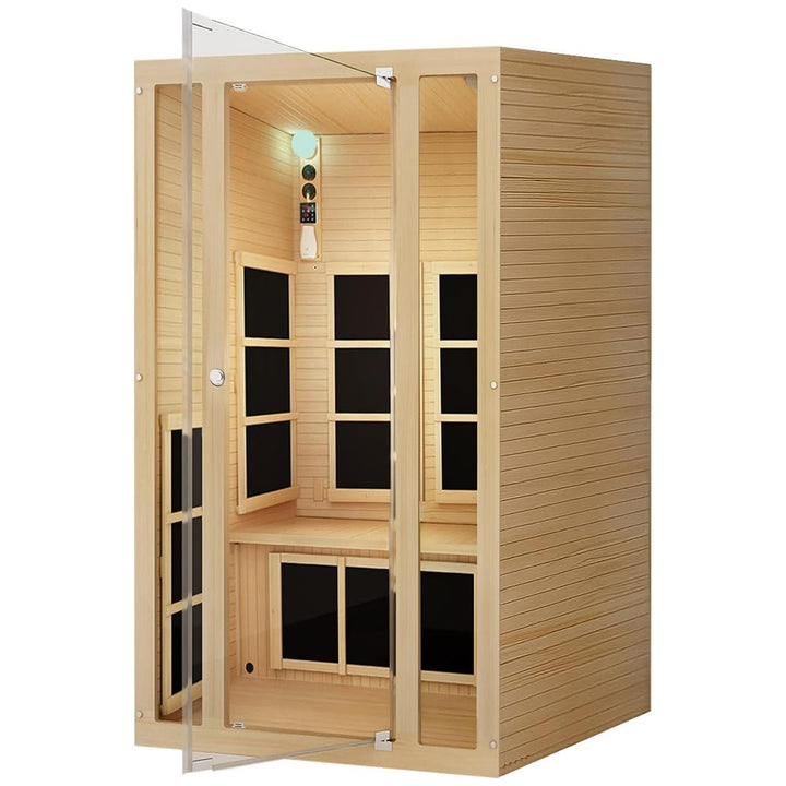 JNH Lifestyles Joyous 2 Person Indoor Home Infrared Sauna with Red Light Therapy