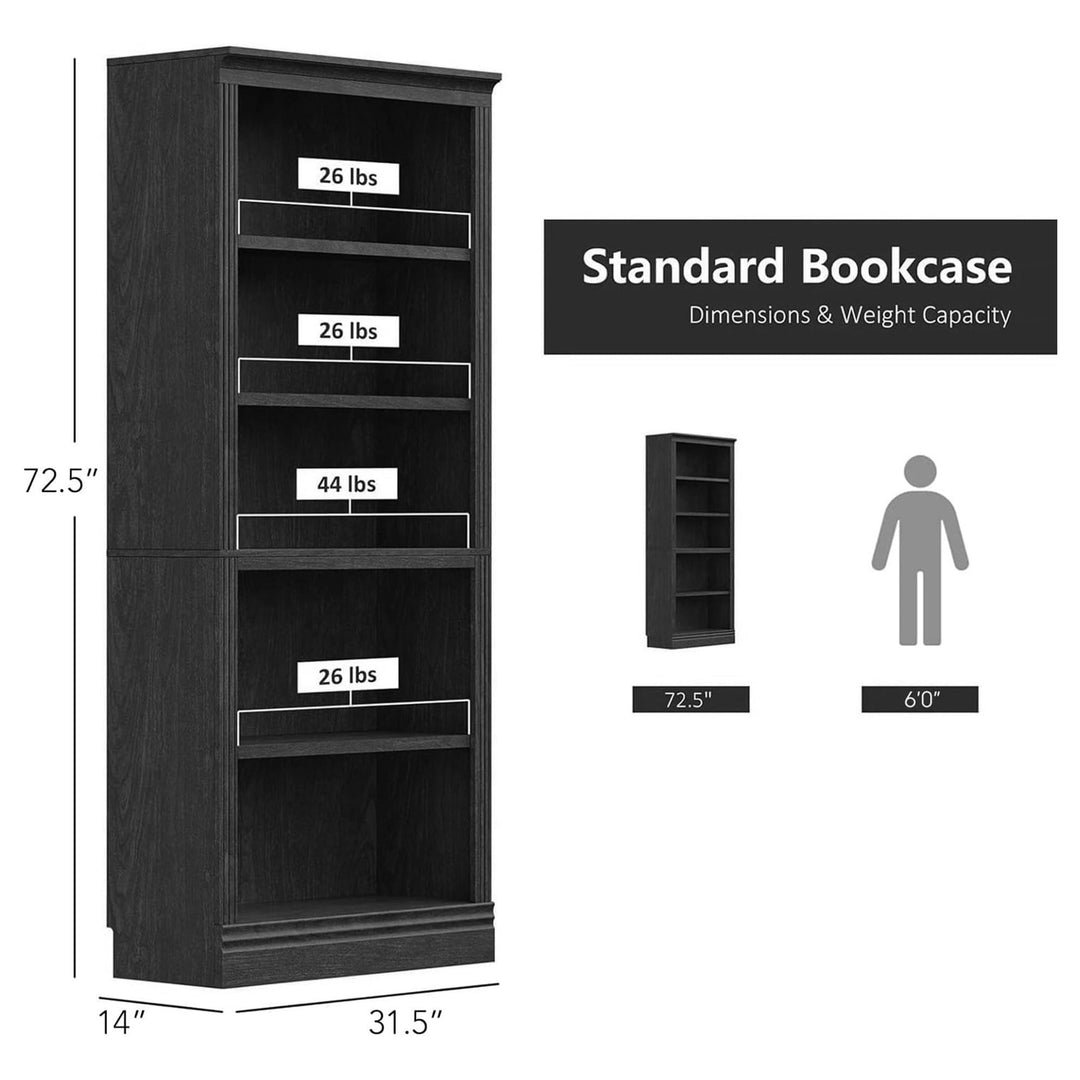 VAUXHILL & CO. Halston Standard Bookcase, Adjustable Shelving Unit, Black