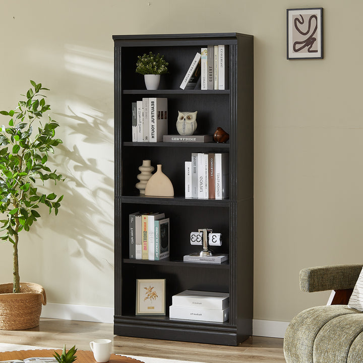 VAUXHILL & CO. Halston Standard Bookcase, Adjustable Shelving Unit, Black