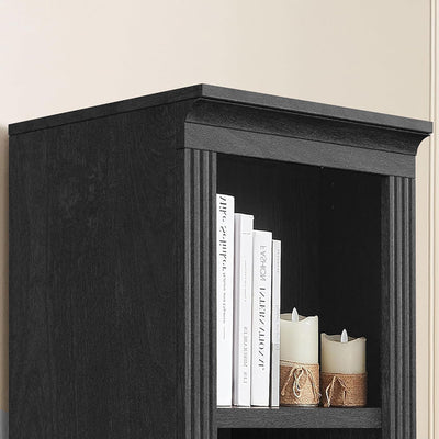 VAUXHILL & CO. Halston Narrow Bookcase, Adjustable Storage Shelving Unit, Black