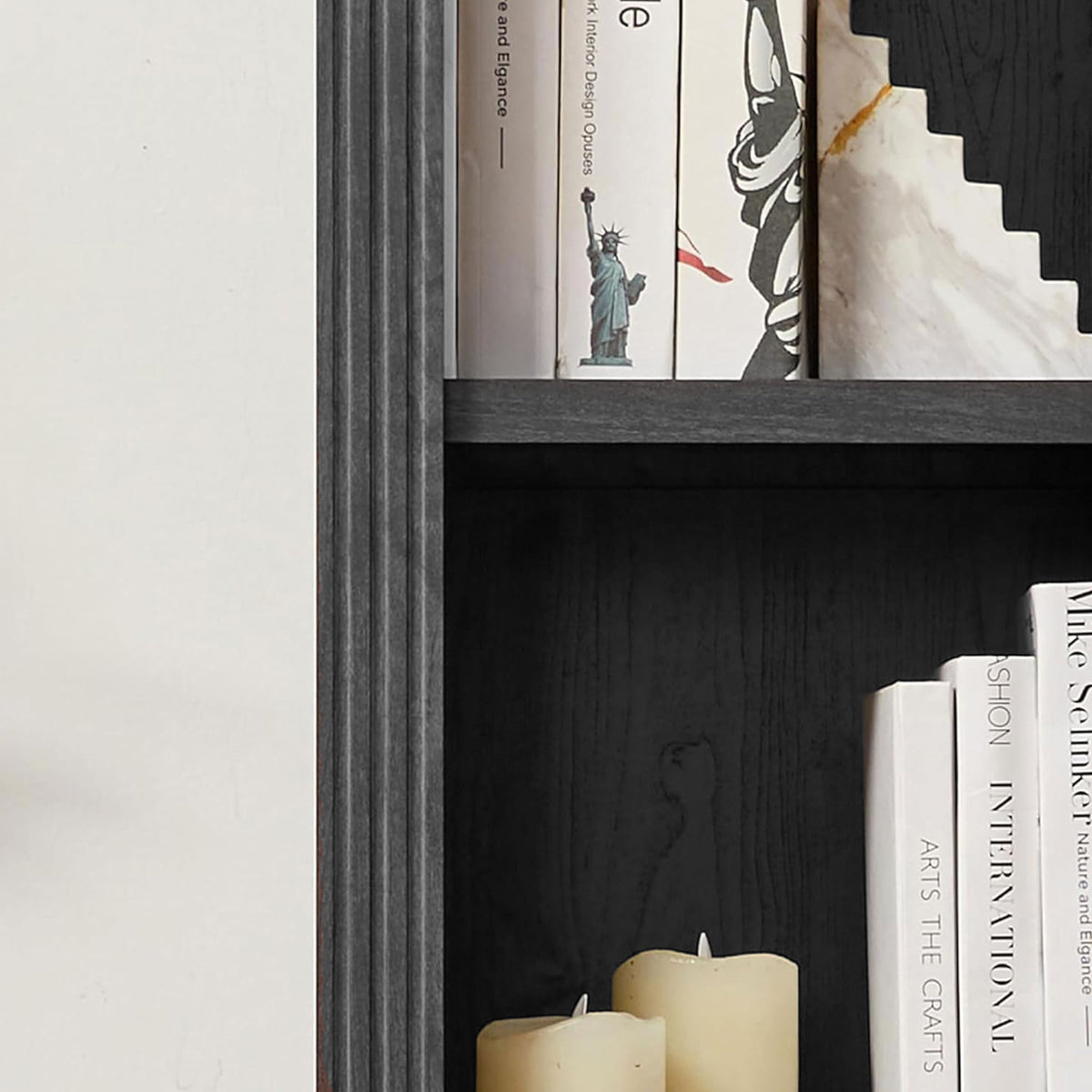 VAUXHILL & CO. Halston Narrow Bookcase, Adjustable Storage Shelving Unit, Black