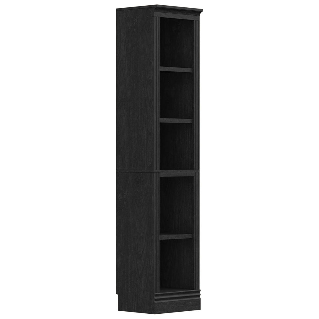 VAUXHILL & CO. Halston Narrow Bookcase, Adjustable Storage Shelving Unit, Black