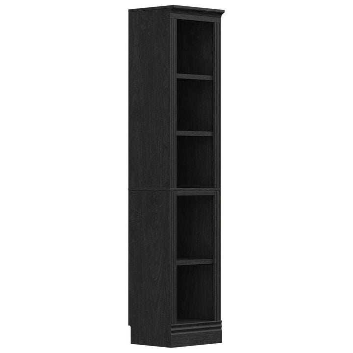 VAUXHILL & CO. Halston Narrow Bookcase, Adjustable Storage Shelving Unit, Black