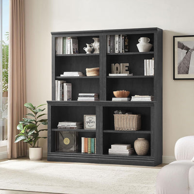 VAUXHILL & CO. Halston Multi-Depth Bookcase, Adjustable Shelving Unit, Black