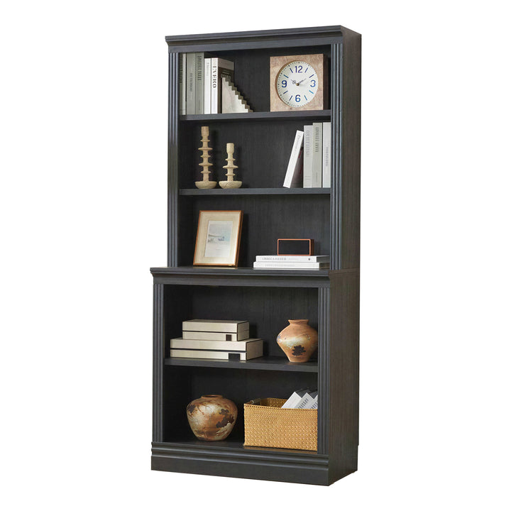 VAUXHILL & CO. Halston Multi-Depth Bookcase, Adjustable Shelving Unit, Black